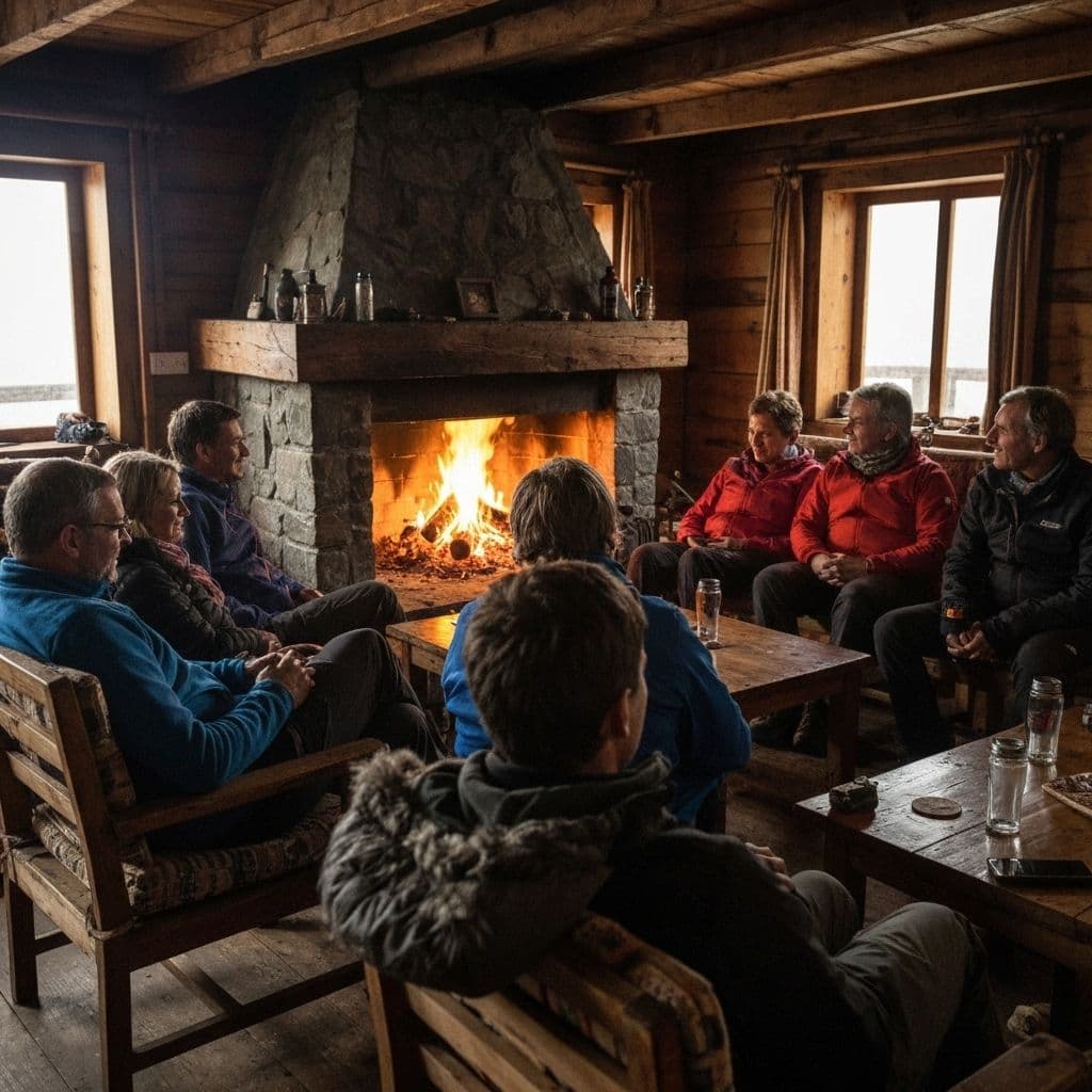Guests around the fire
