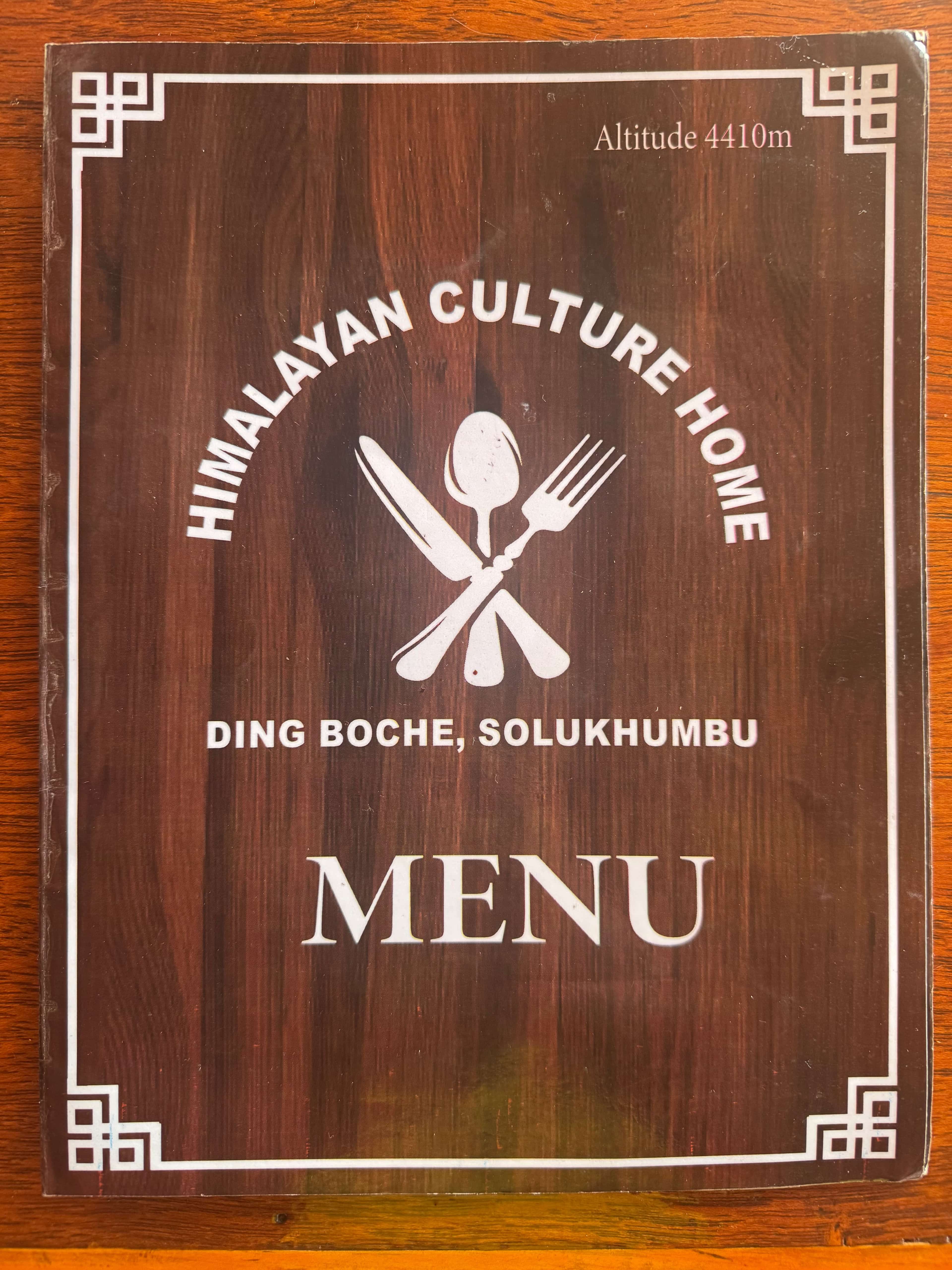 Himalayan Culture Home menu cover